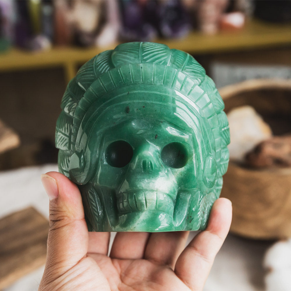 Green Aventurine Indian Skull