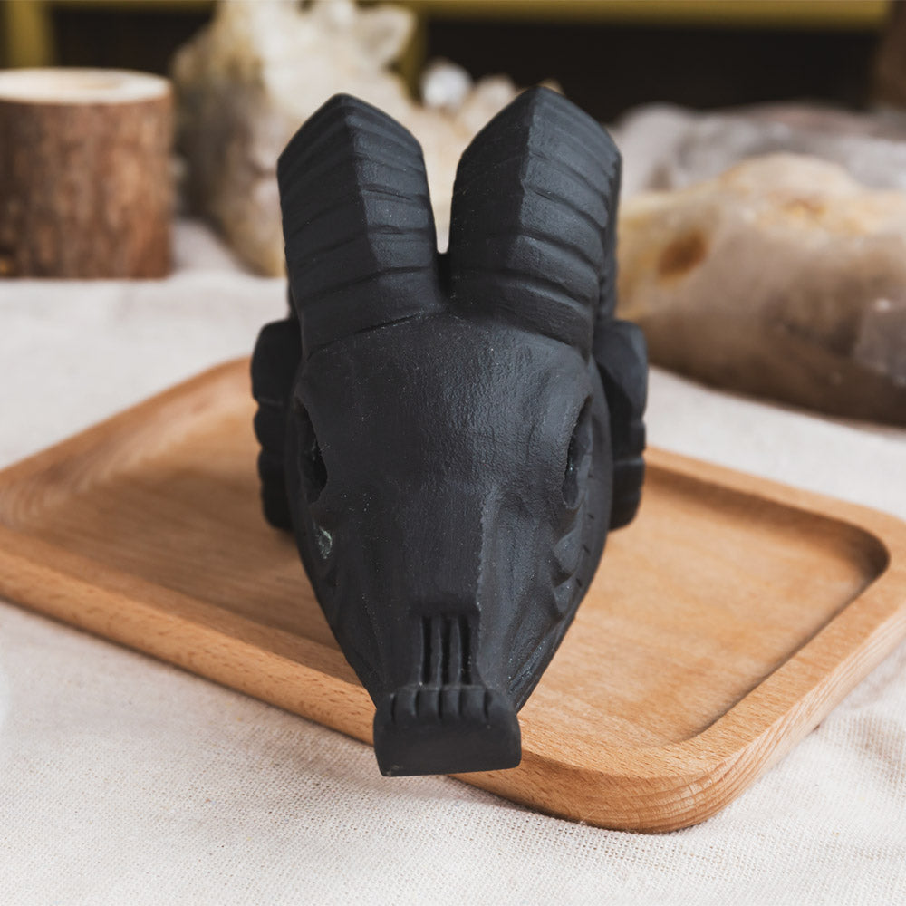 Black Obsidian Sheep Skull