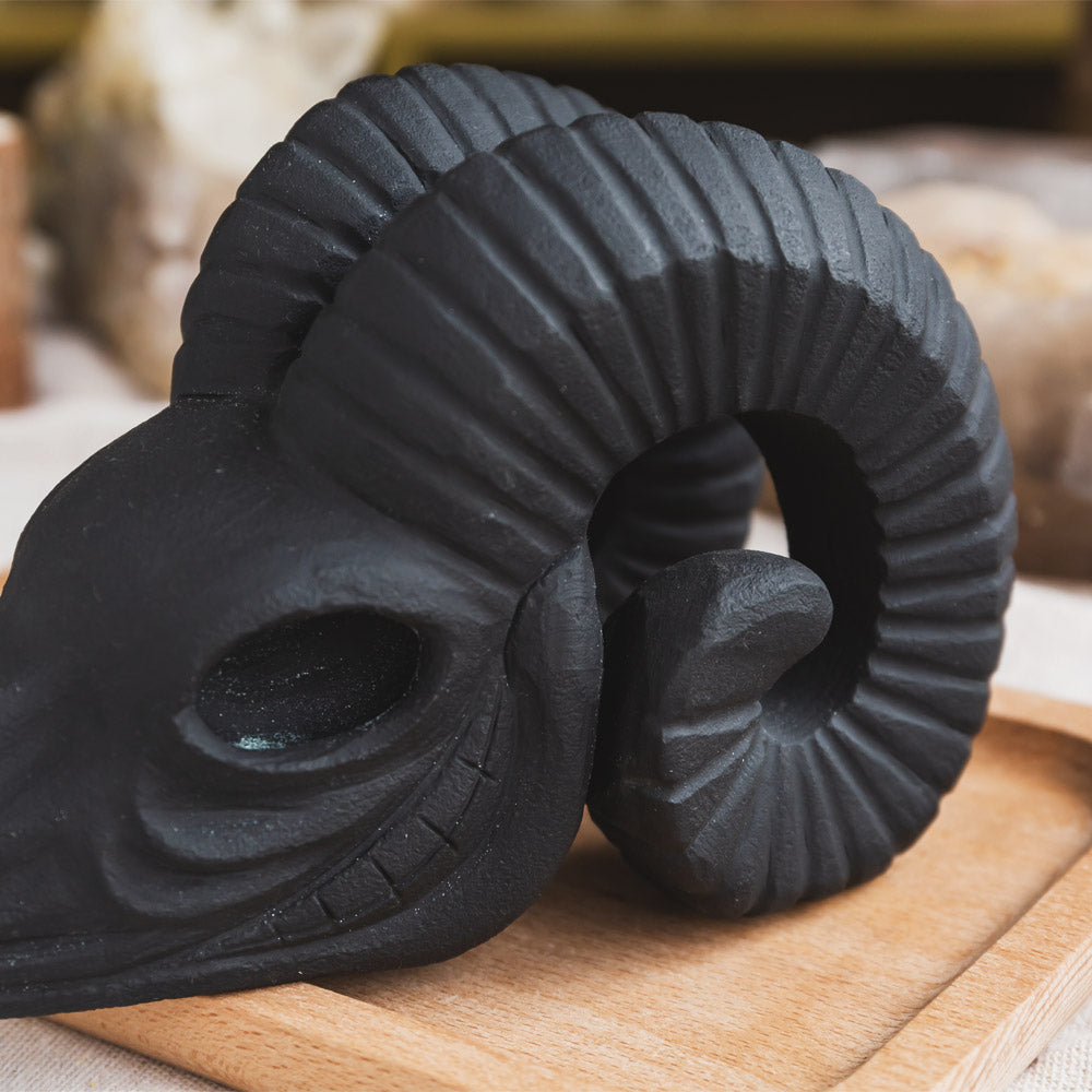 Black Obsidian Sheep Skull