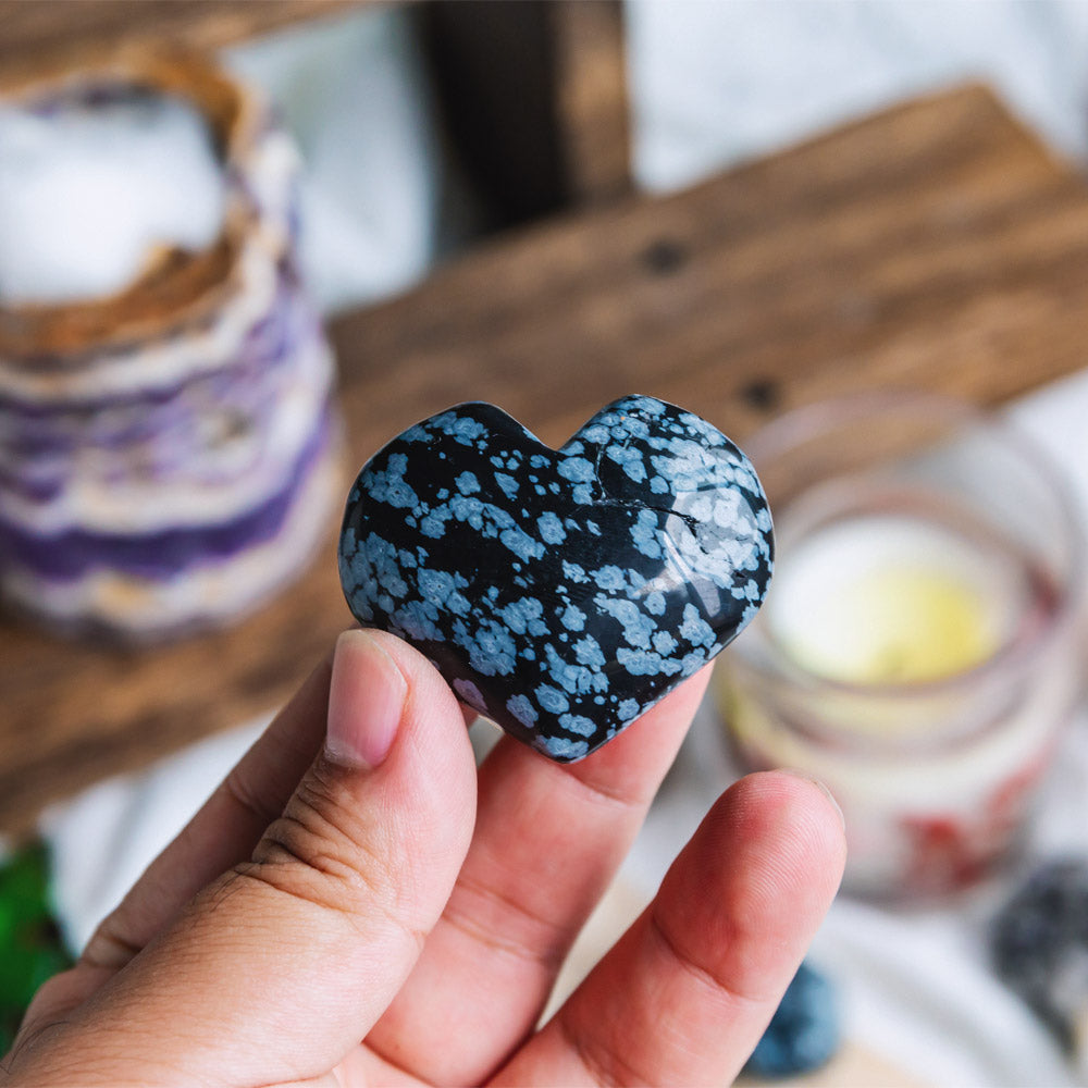 Snowflake Obsidian Heart