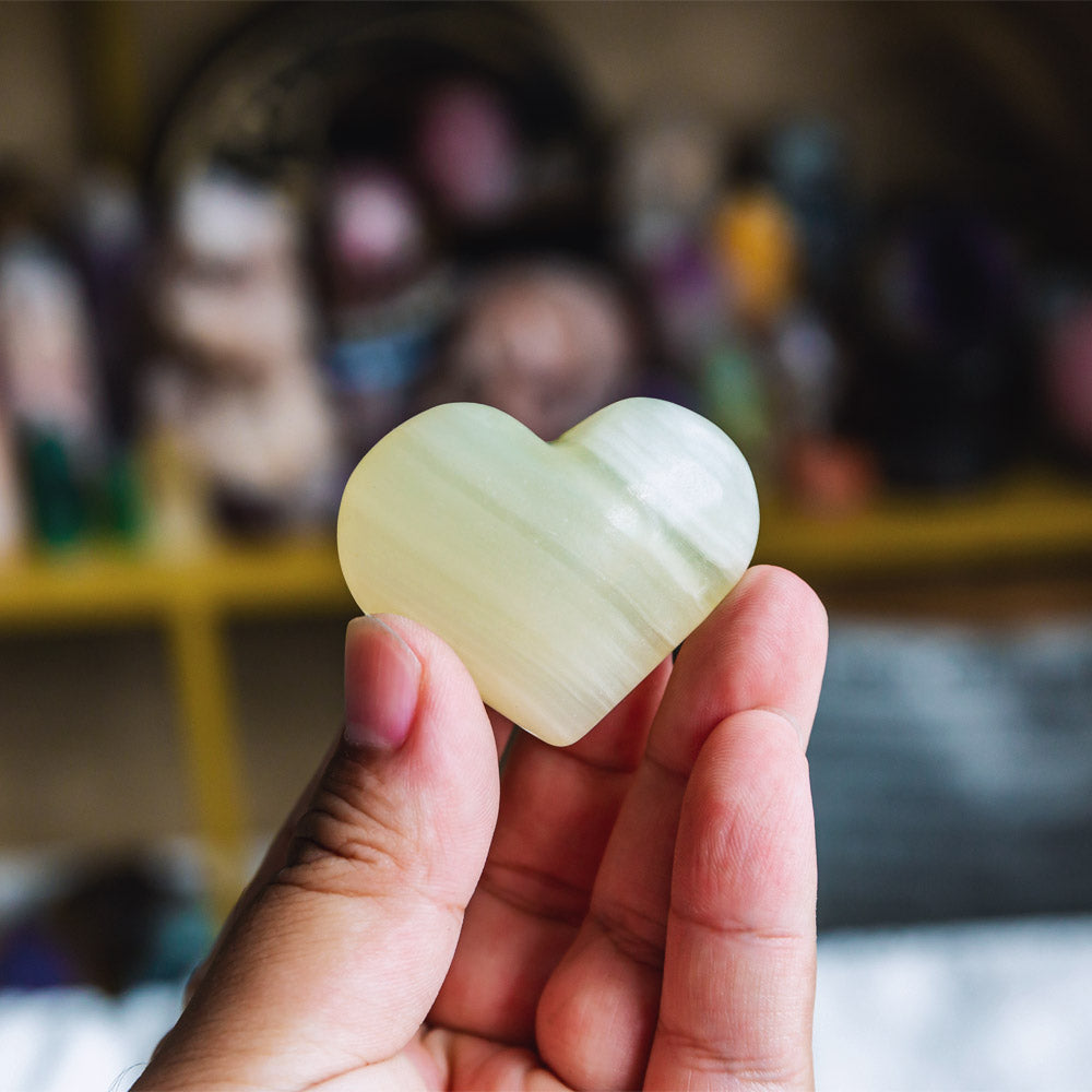 Pistachio Calcite Heart