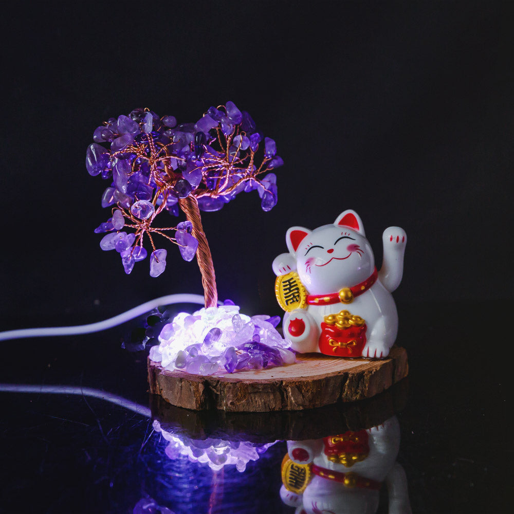 Crystal Lamp With Cat