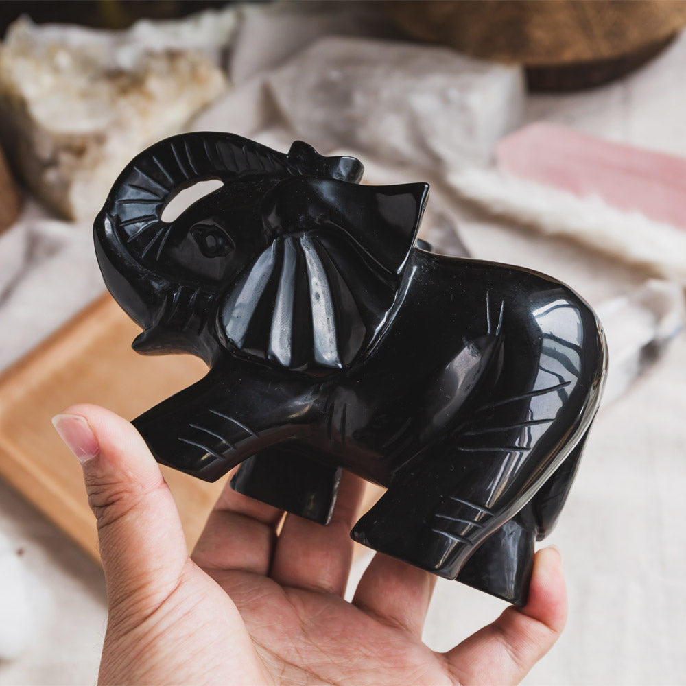 Black Obsidian Elephant