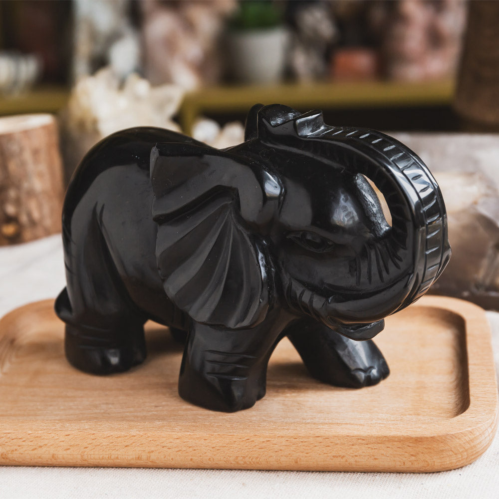 Black Obsidian Elephant