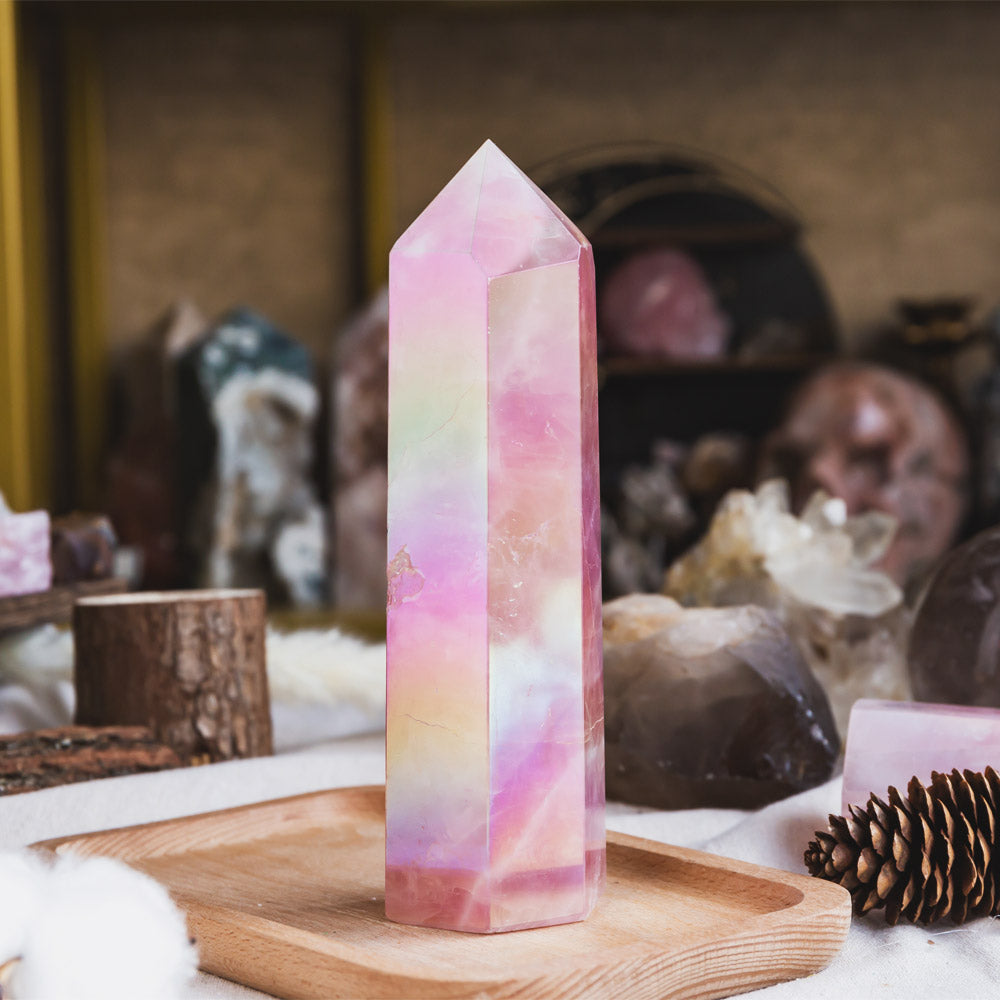 Aura Rose Quartz Point