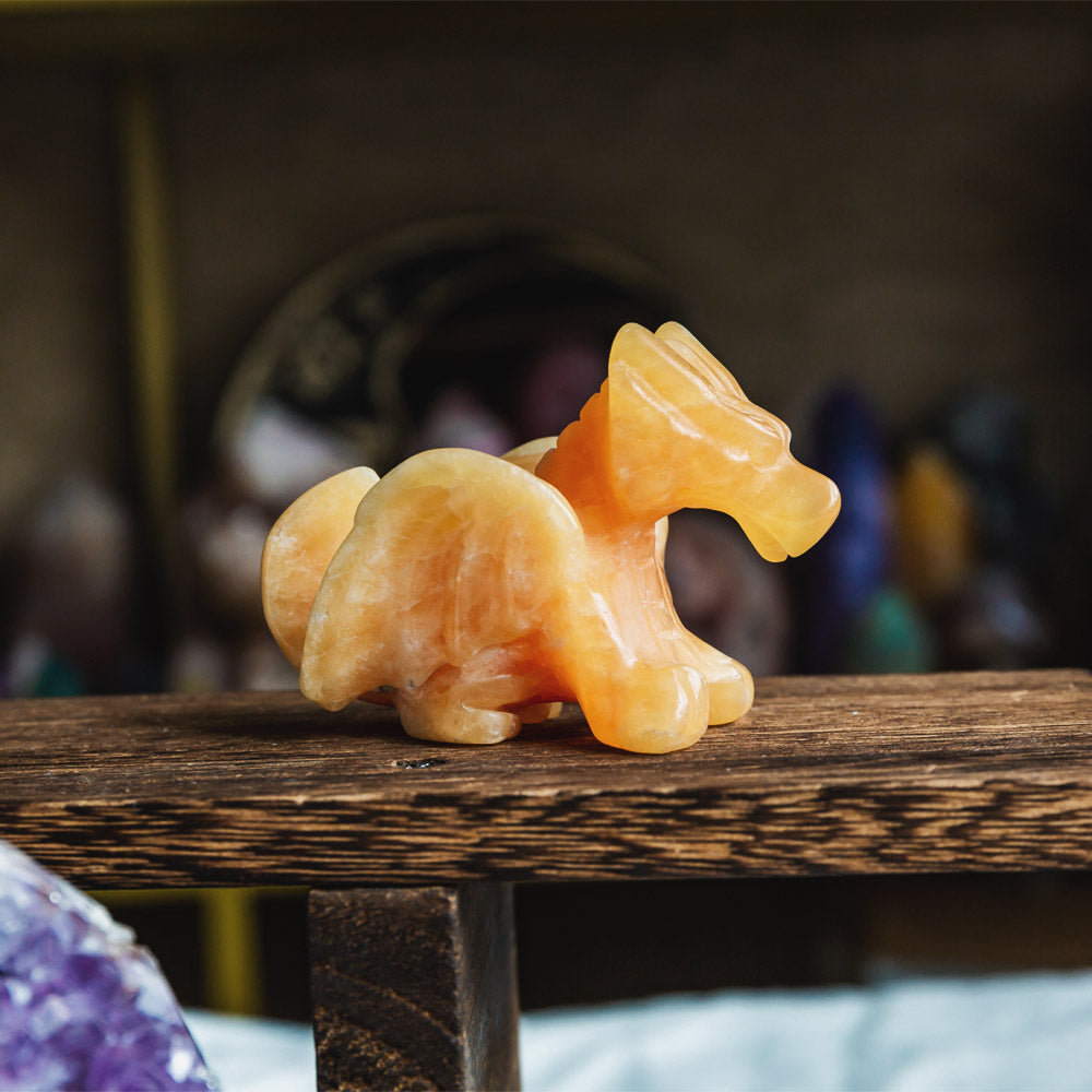 Orange Calcite Flying Dragon