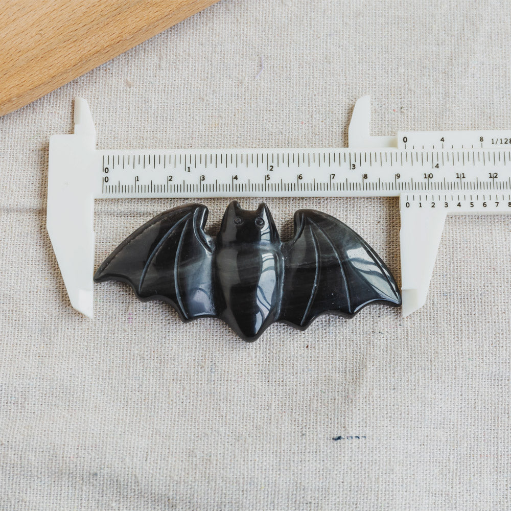 Silver Sheen Obsidian Bat