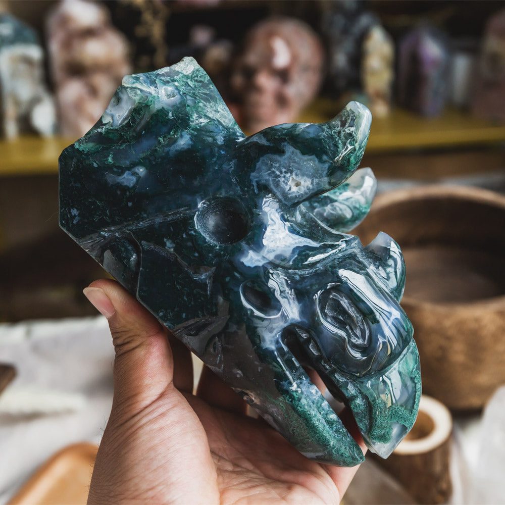 Moss Agate Triceratops