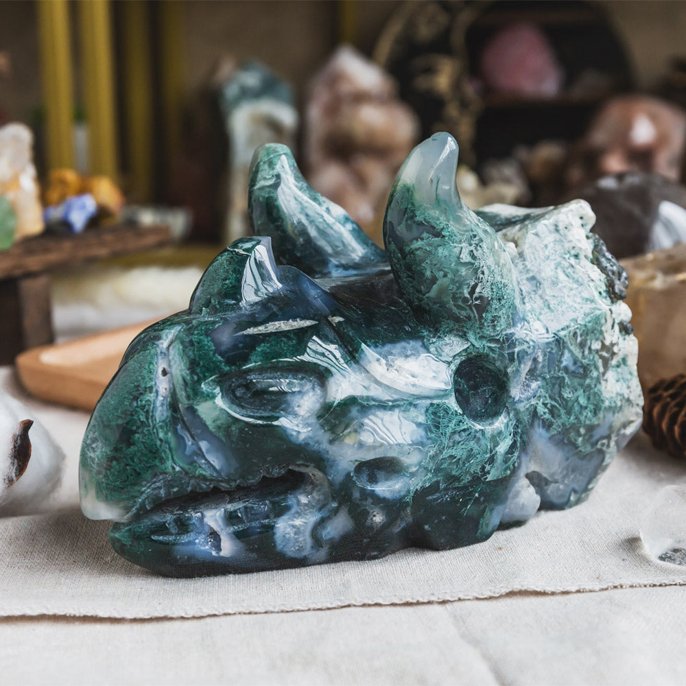 Moss Agate Triceratops