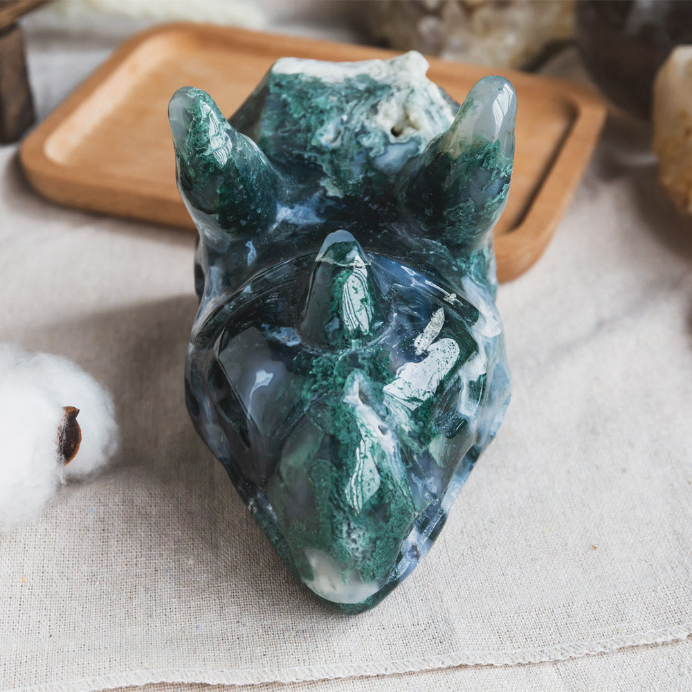 Moss Agate Triceratops