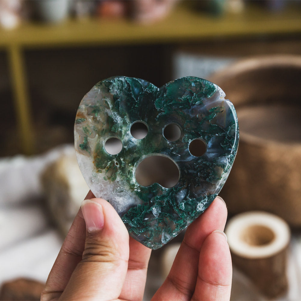 Moss Agate Heart