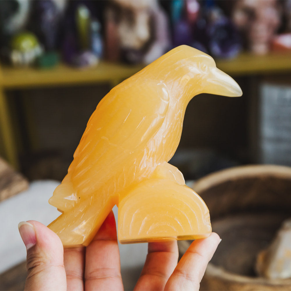 Orange Calcite Crow