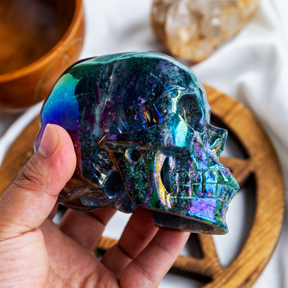 Aura Ruby In Zoisite Skull