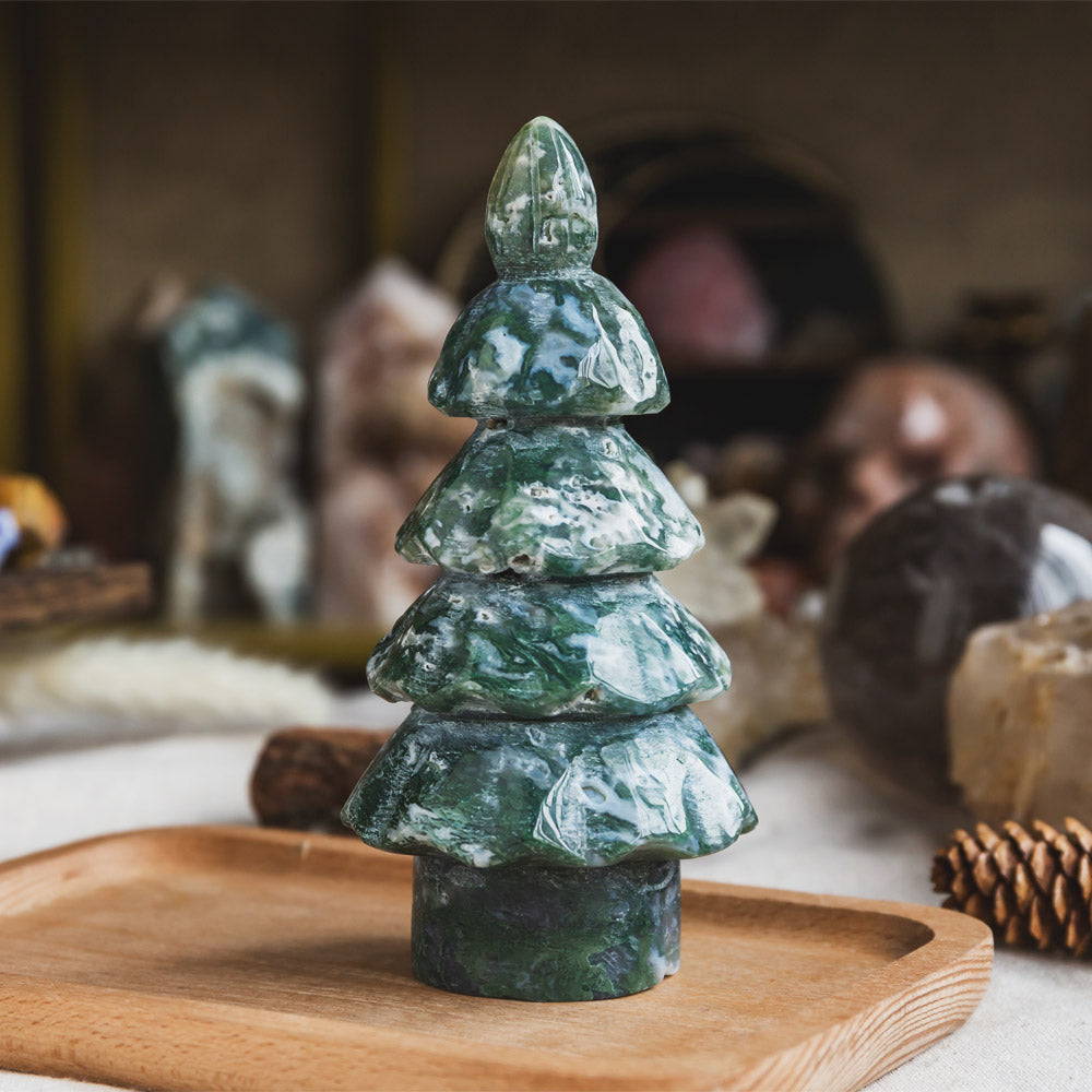 Moss Agate Christmas Tree