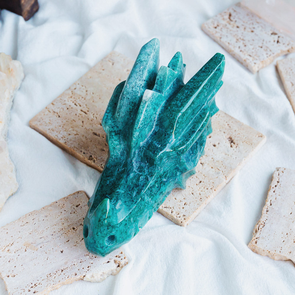 Moss Agate Dragon Head