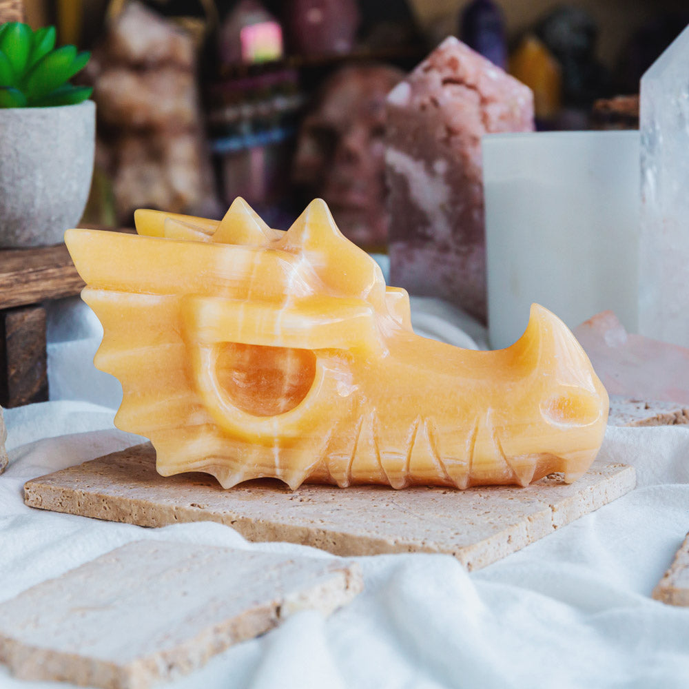 Orange Calcite Dragon Head