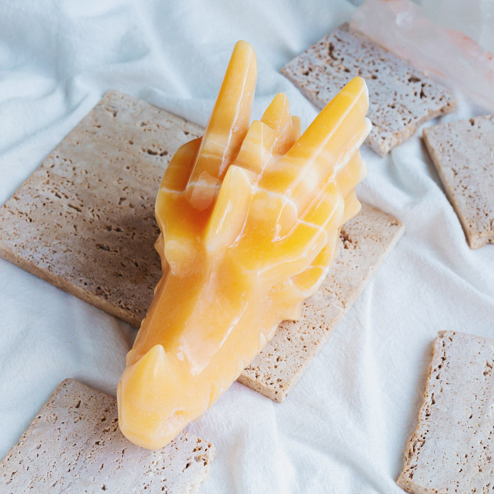 Orange Calcite Dragon Head