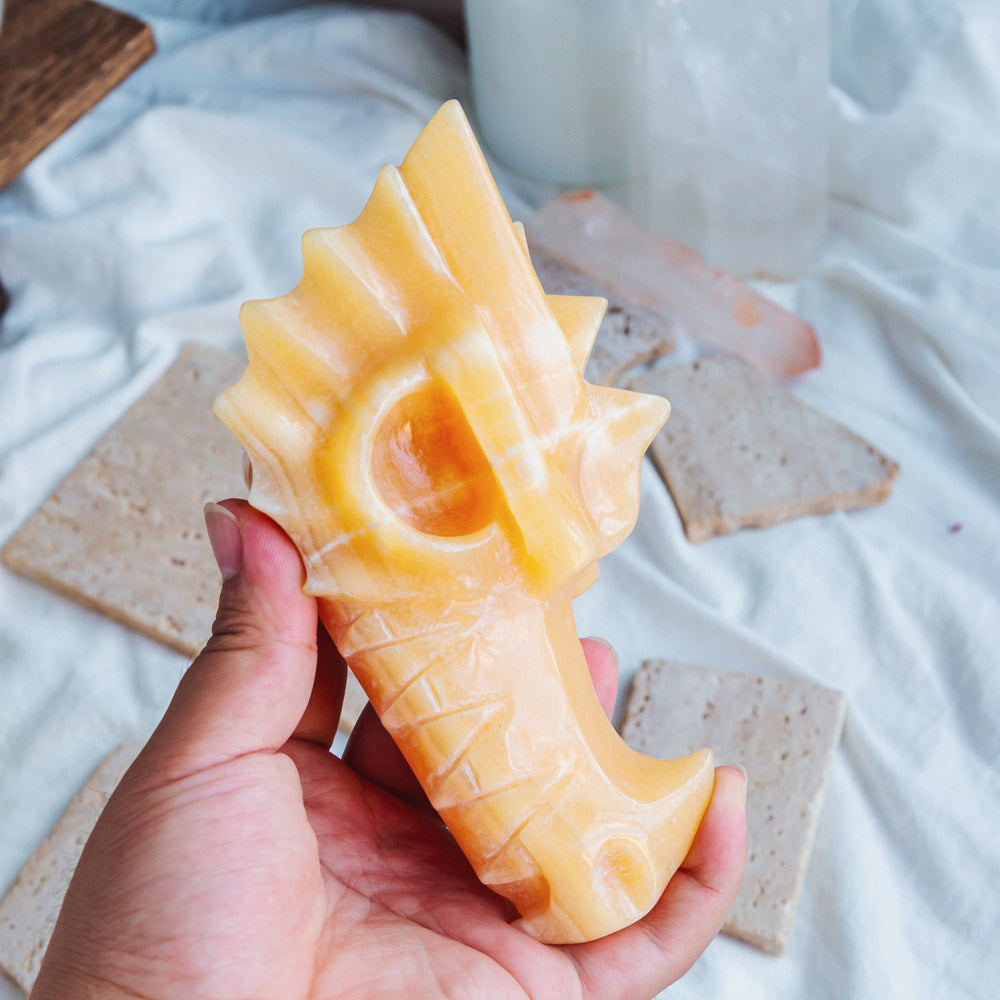 Orange Calcite Dragon Head