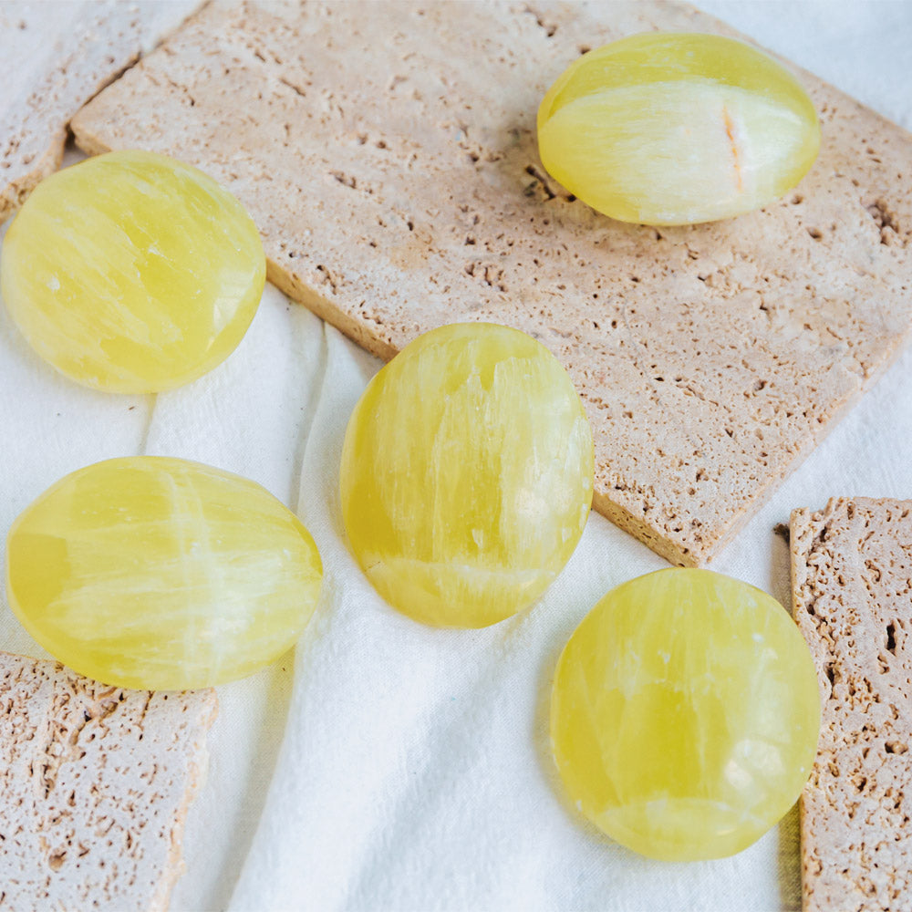 Lemon Calcite Palm Stone