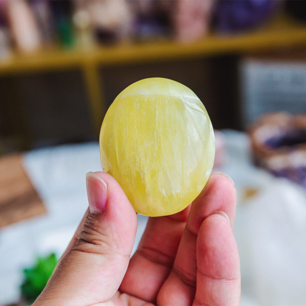 Lemon Calcite Palm Stone