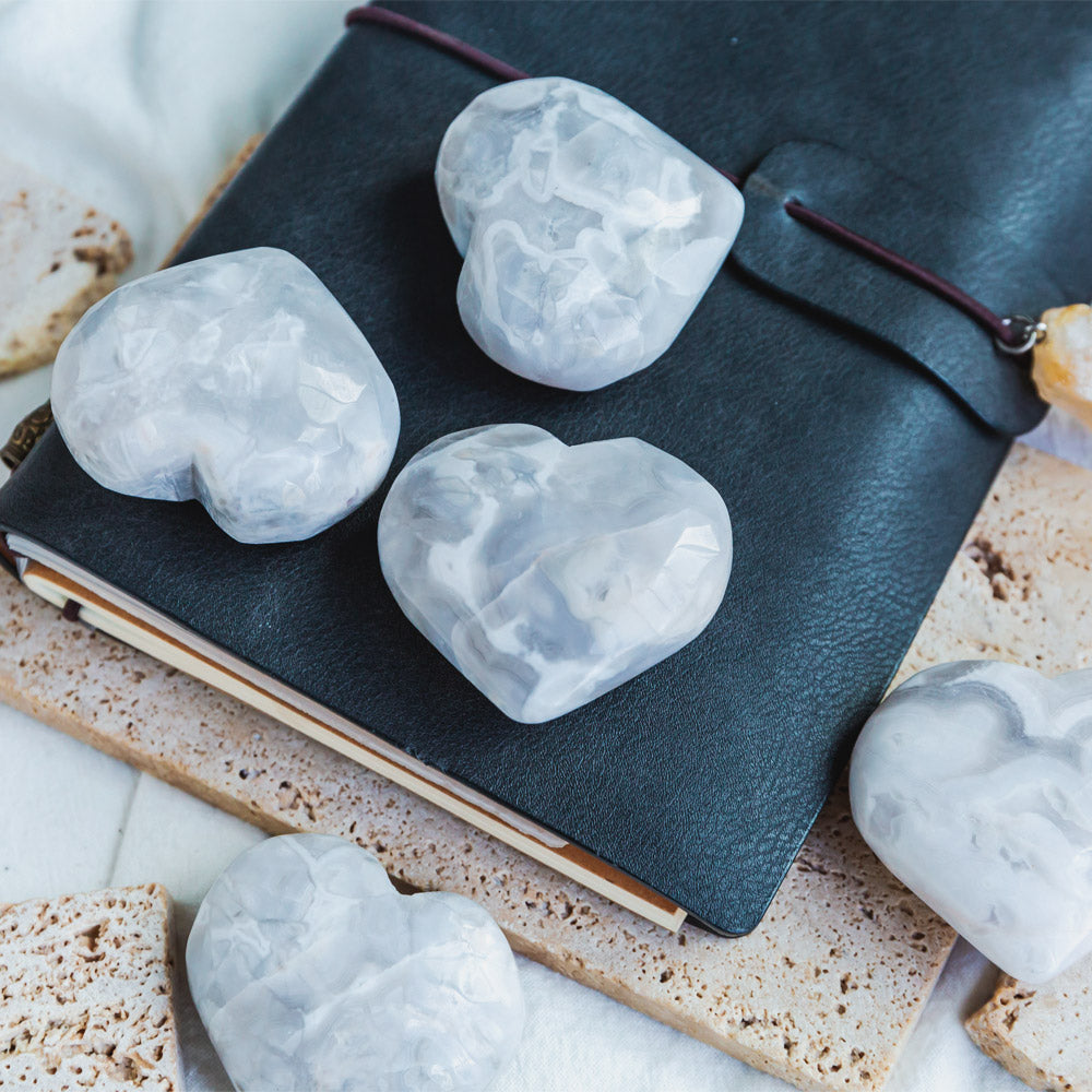 White Crazy Lace Agate Heart