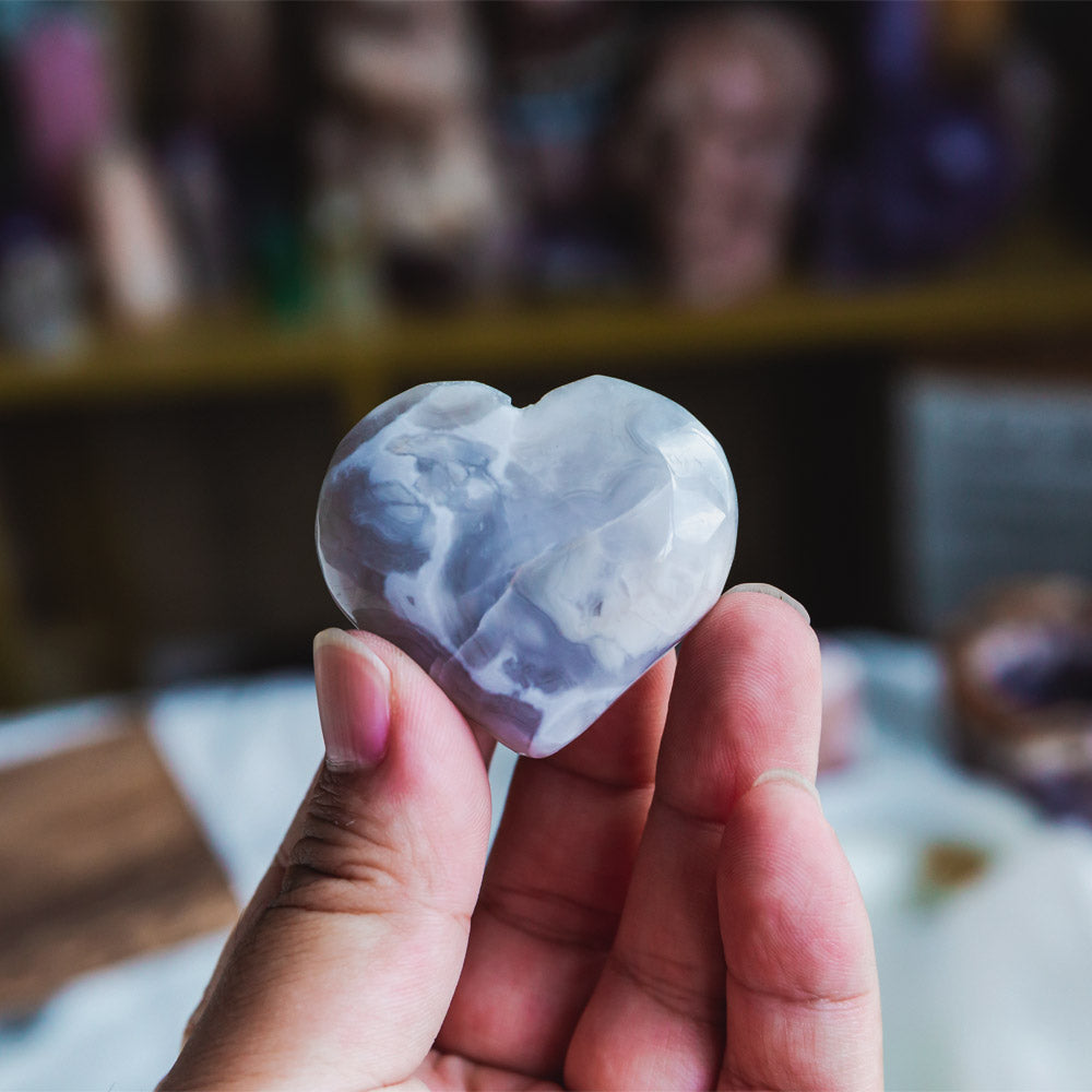 White Crazy Lace Agate Heart