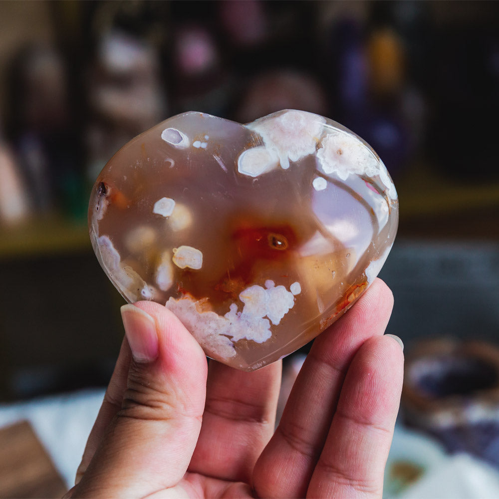 Flower Agate Heart