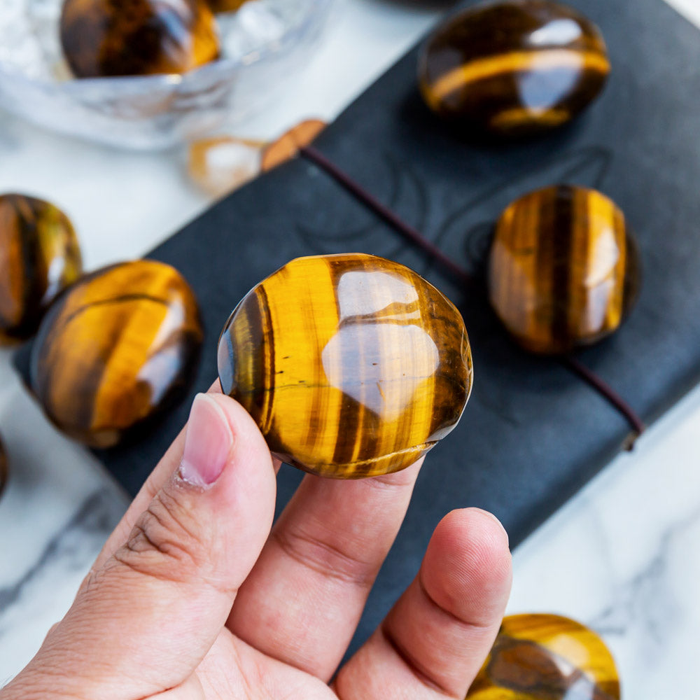 Yellow Tigers-Eye Palm Stone