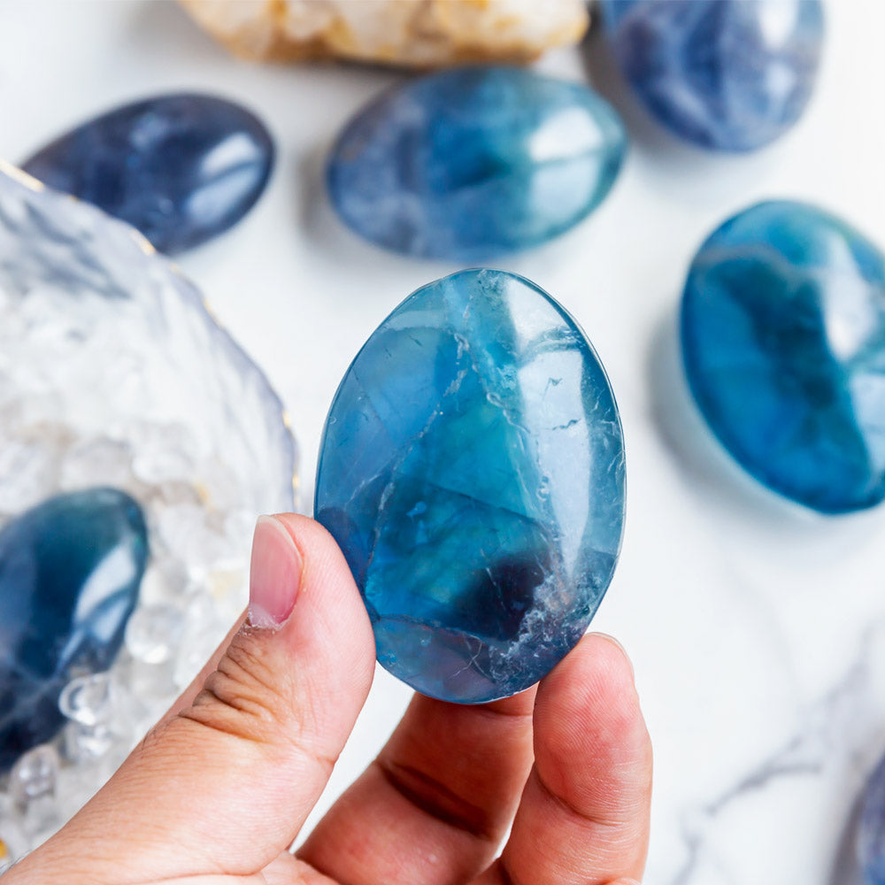 Blue Fluorite Palm stone