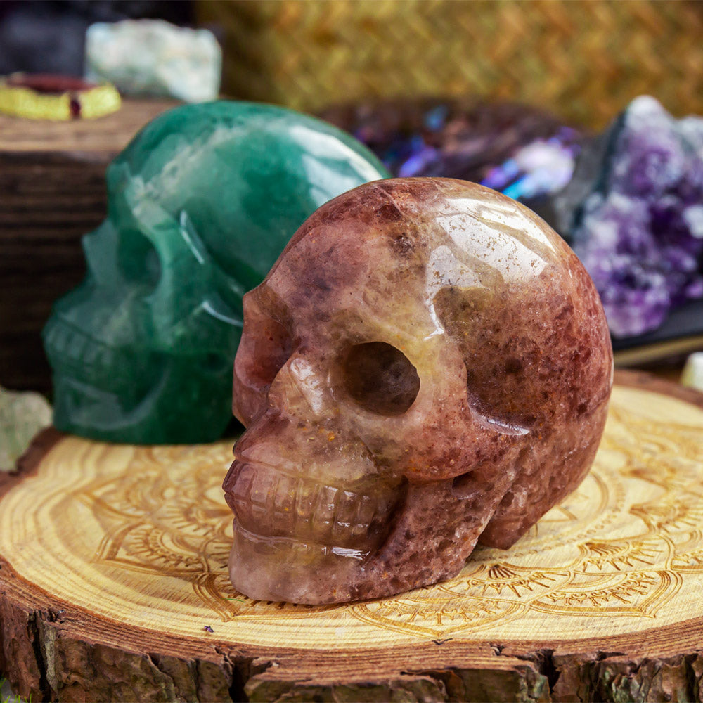 Strawberry Quartz Skull