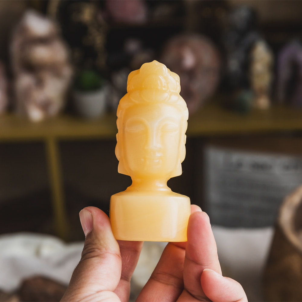 3.5" Orange Calcite Avalokitesvara Head