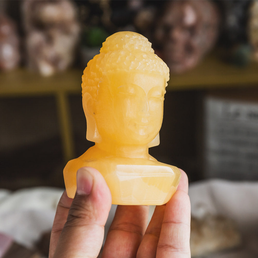 3.5" Orange Calcite Buddha