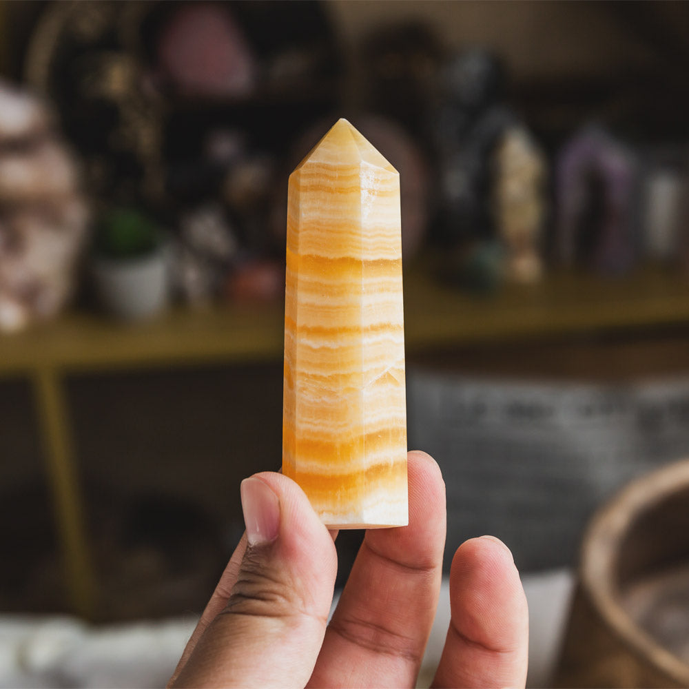 Banding Orange Calcite Point