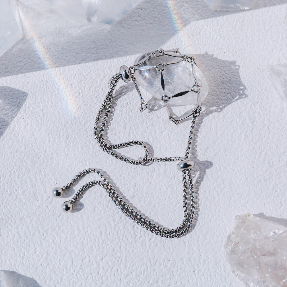 【M】 Flat Chain Natural Crystal Bracelet