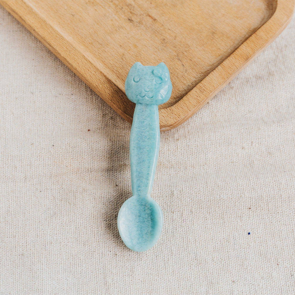 Crystal Spoon With Cat & Rabbit