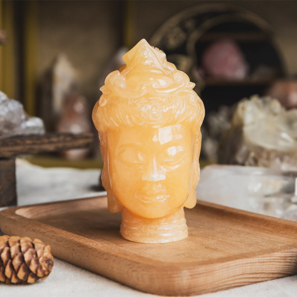 Orange Calcite Avalokitesvara Head