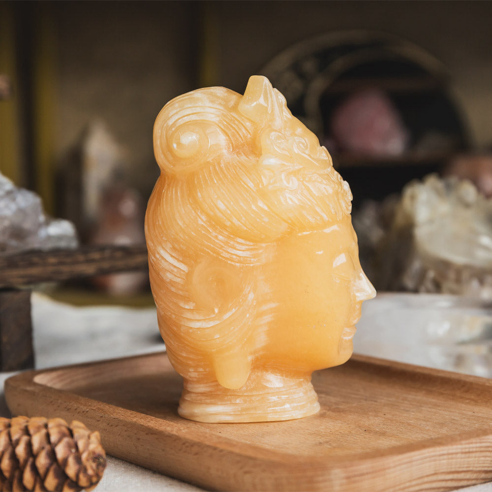 Orange Calcite Avalokitesvara Head