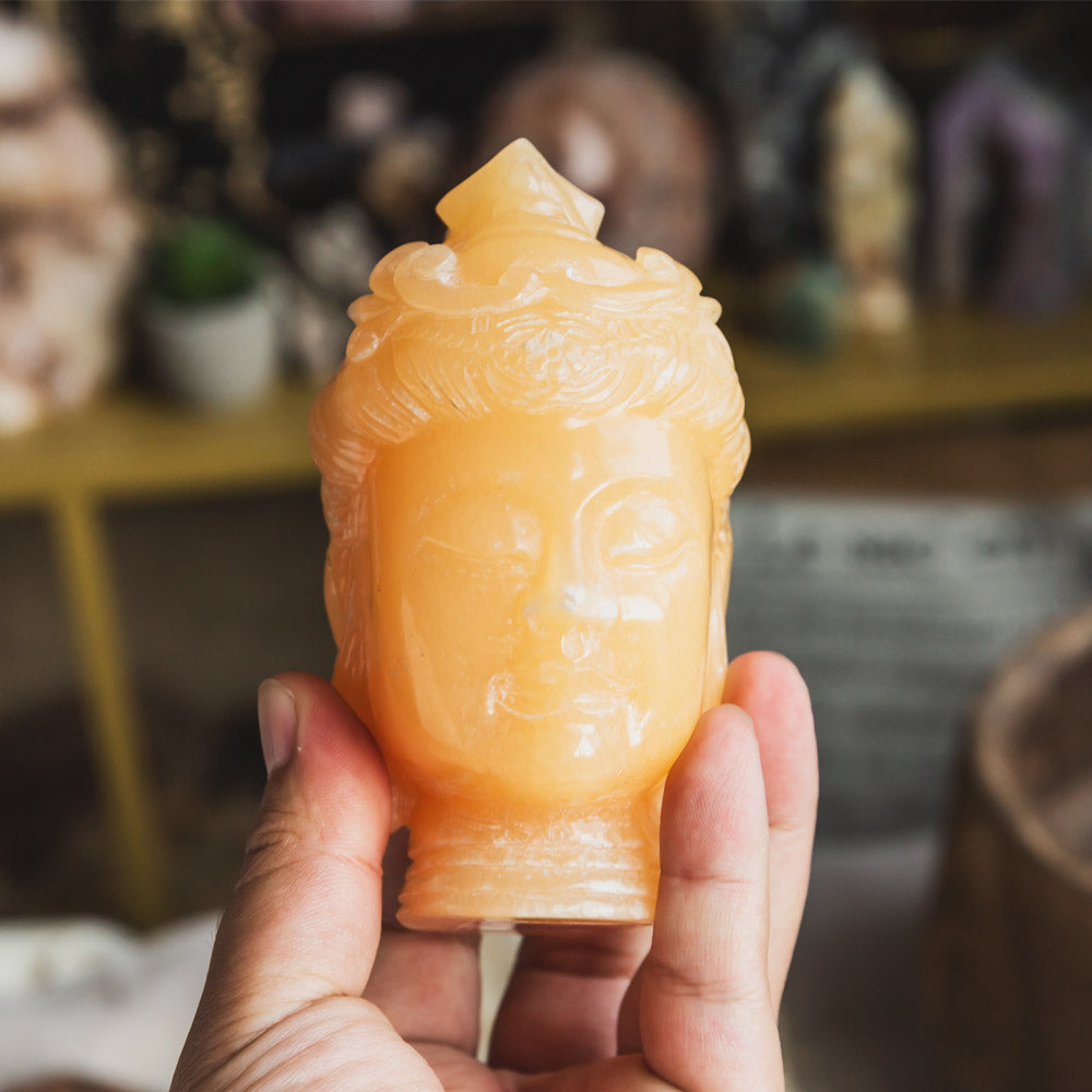 Orange Calcite Avalokitesvara Head