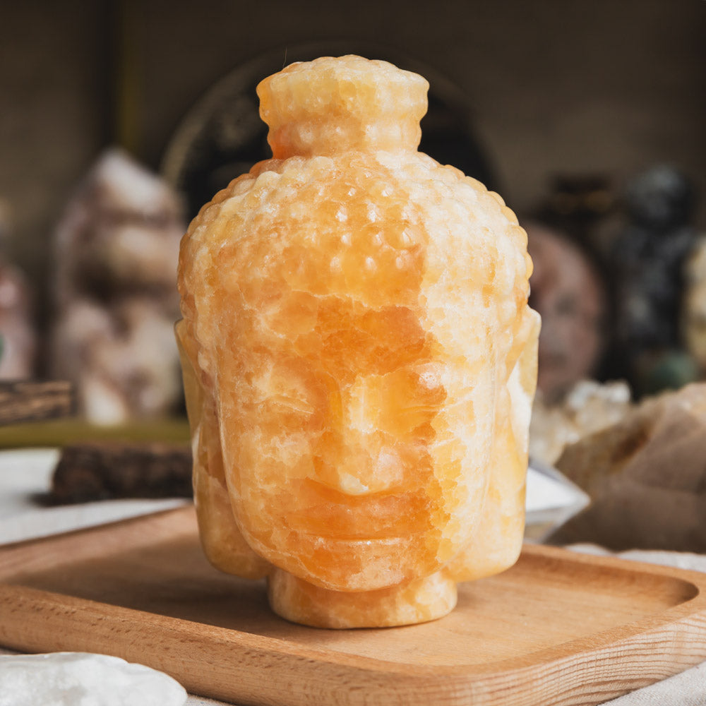 Orange Calcite Buddha Head