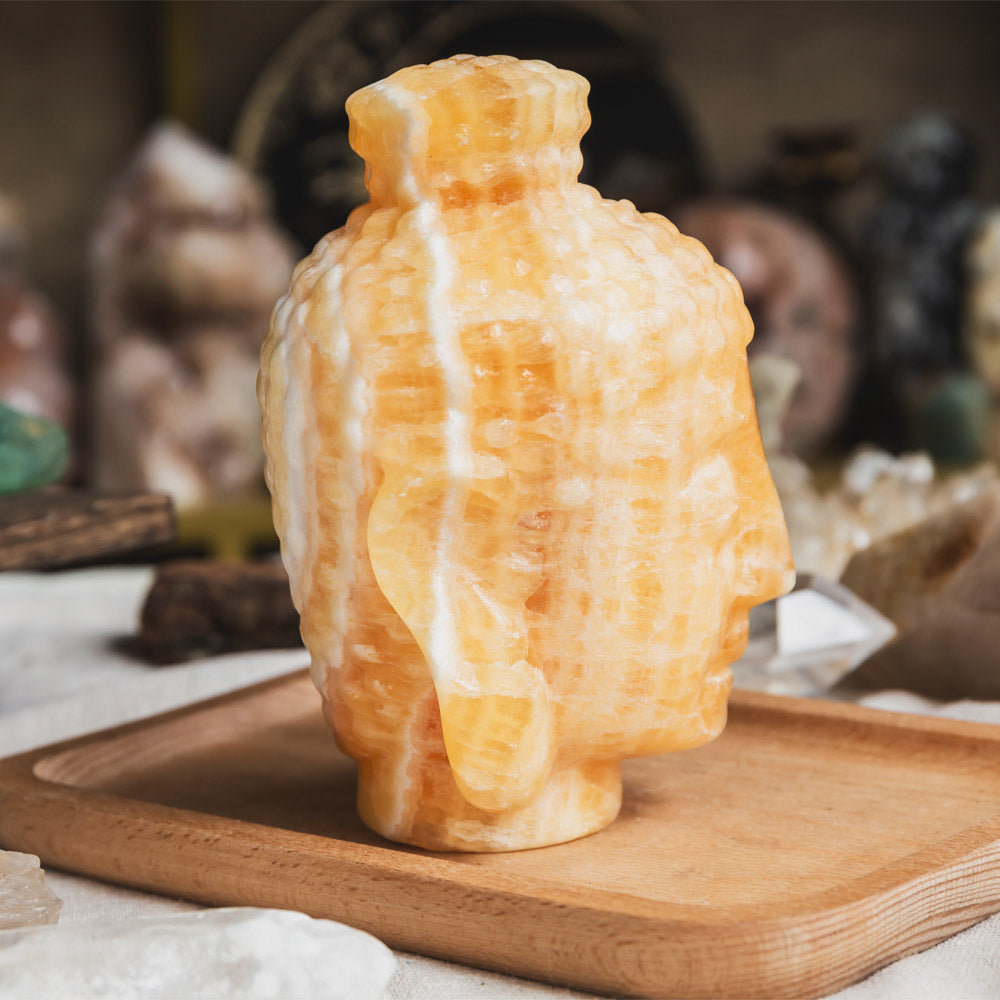 Orange Calcite Buddha Head