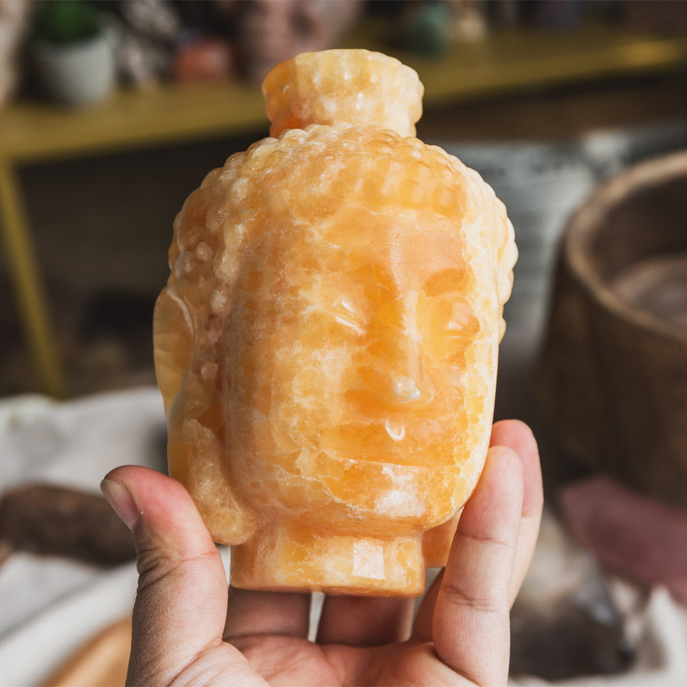 Orange Calcite Buddha Head