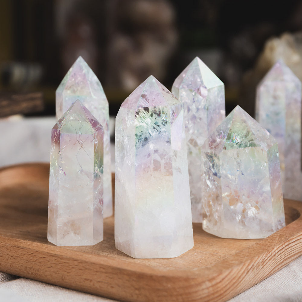 Aura Ice Clear Quartz Point