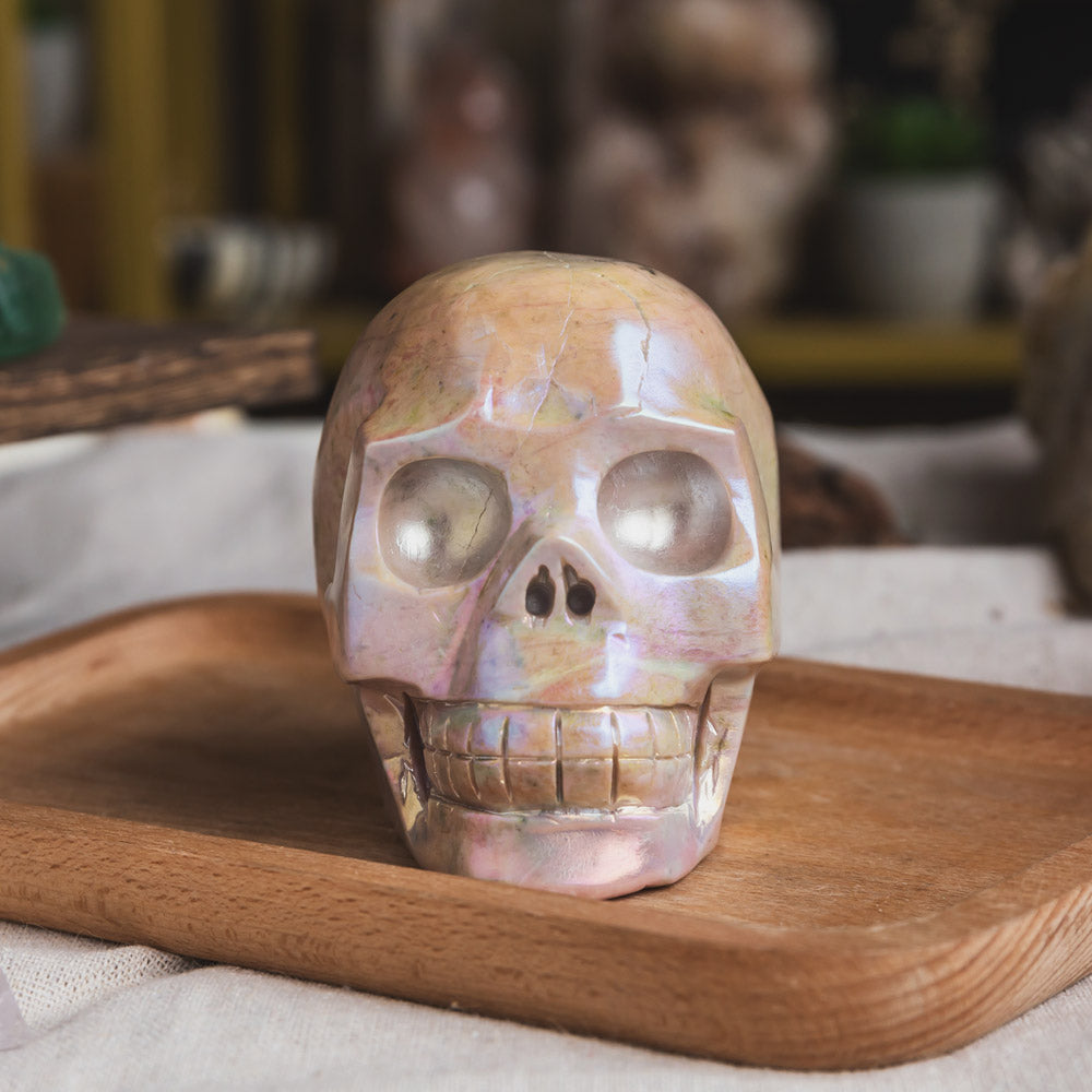 Aura Rhodonite Skull