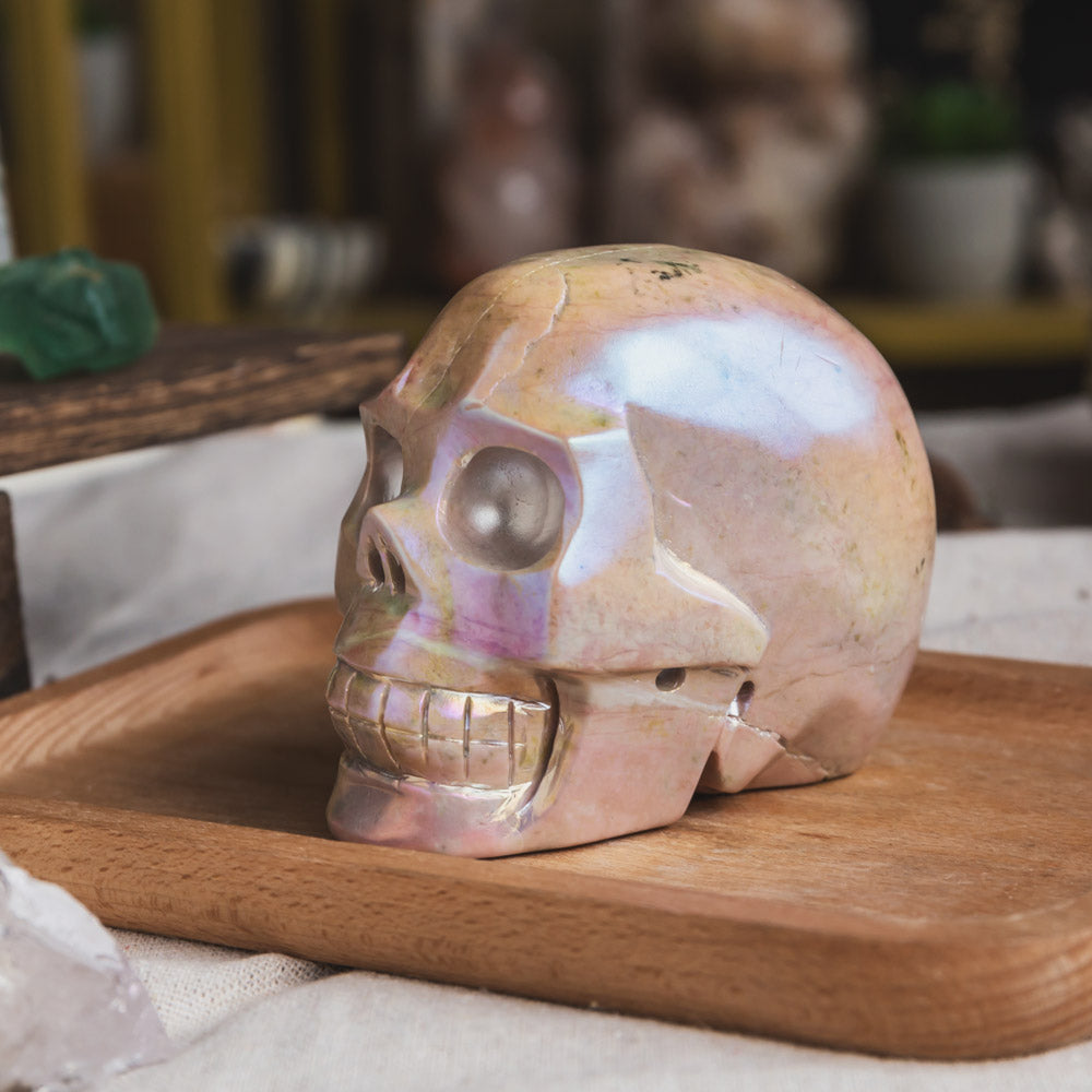 Aura Rhodonite Skull