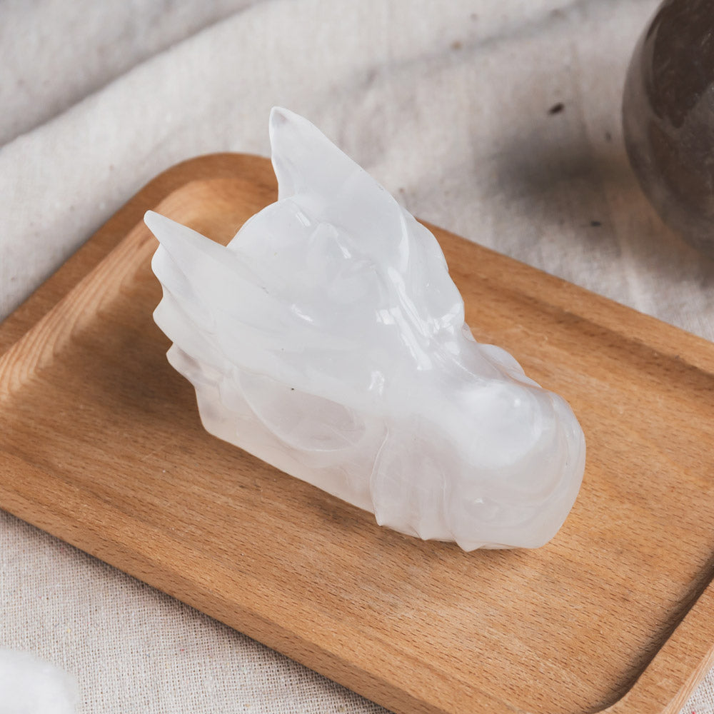 Selenite Dragon Head