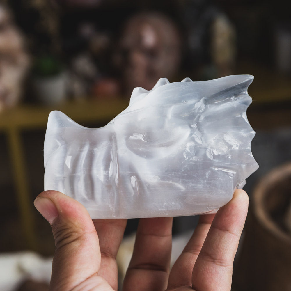 Selenite Dragon Head