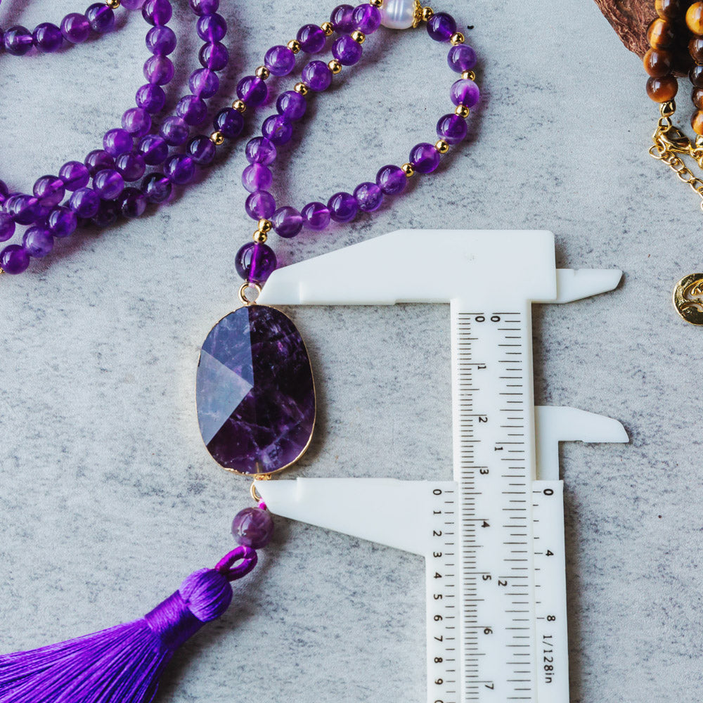 Geometric Crystal Fringe Pendant Bead Necklace