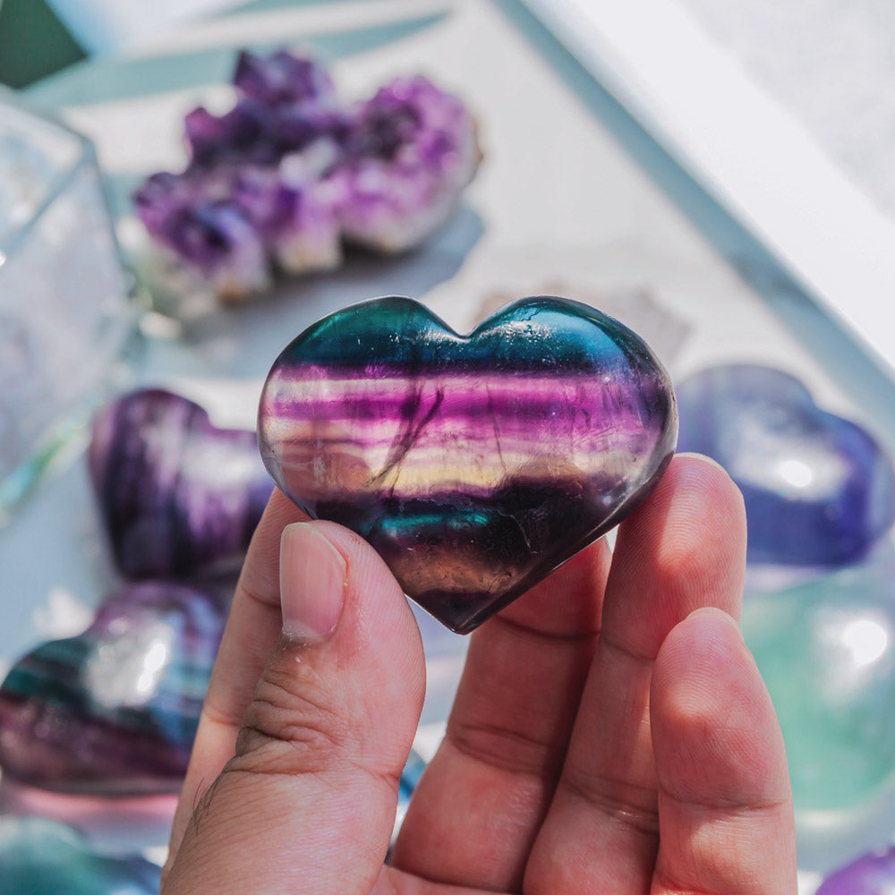 Rainbow Fluorite Heart