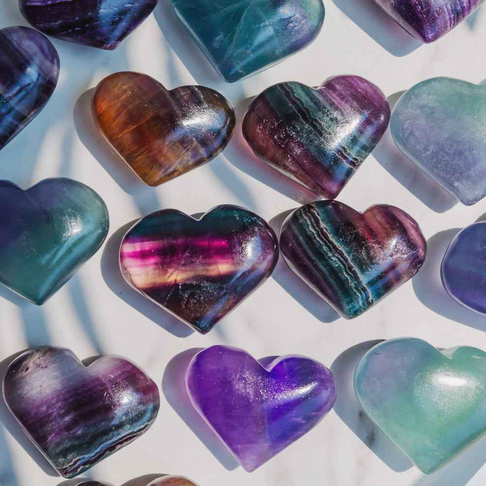 Rainbow Fluorite Heart