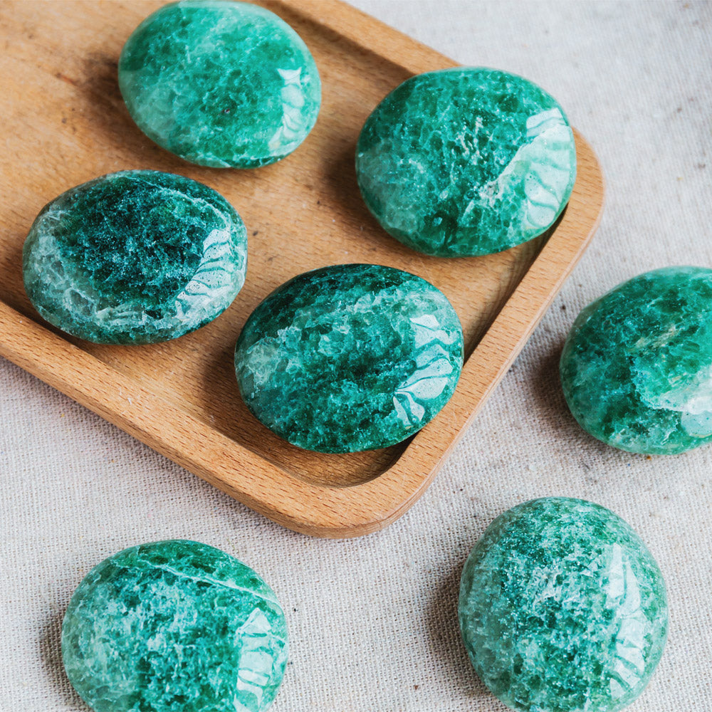 Green Strawberry Quartz Palm Stone